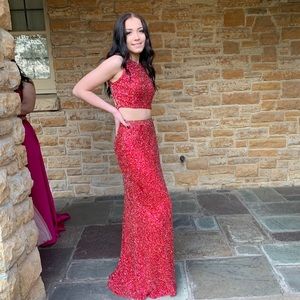 Beautiful red two piece prom dress!